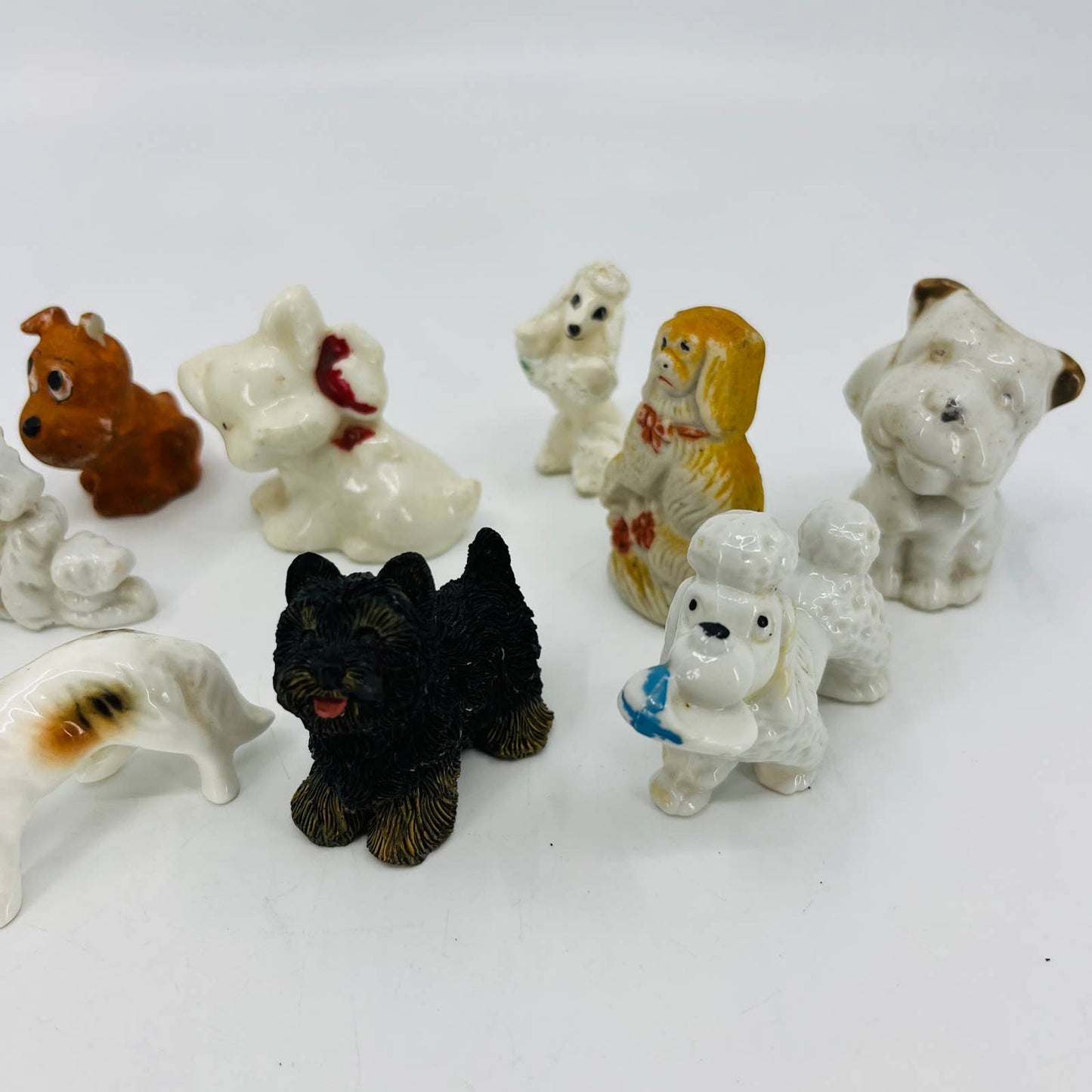 HUGE Lot of 11 Mini Dog Figurines Porcelain Ceramic 1 - 3” TC5
