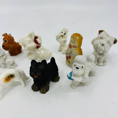 HUGE Lot of 11 Mini Dog Figurines Porcelain Ceramic 1 - 3” TC5