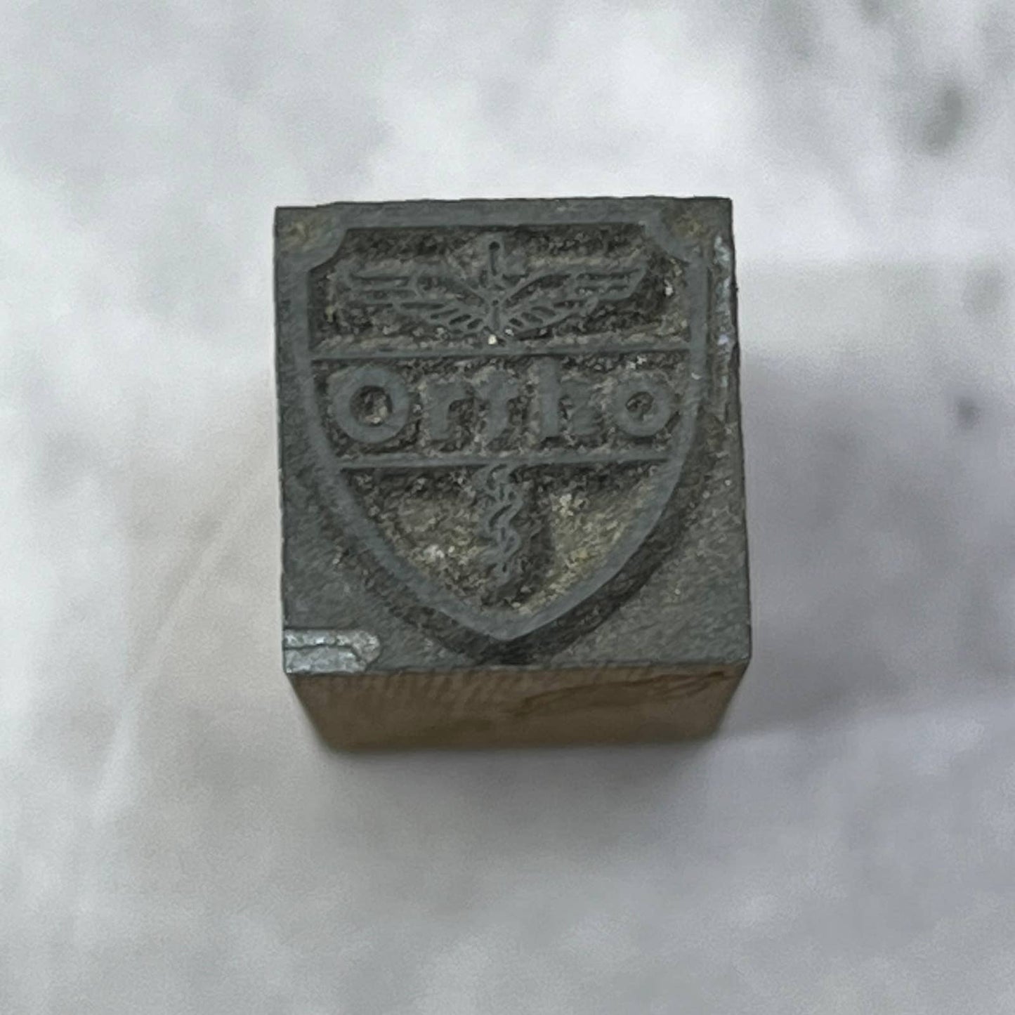 Vintage Printing Letterpress Printers Block Plate Ortho Emblem SE827