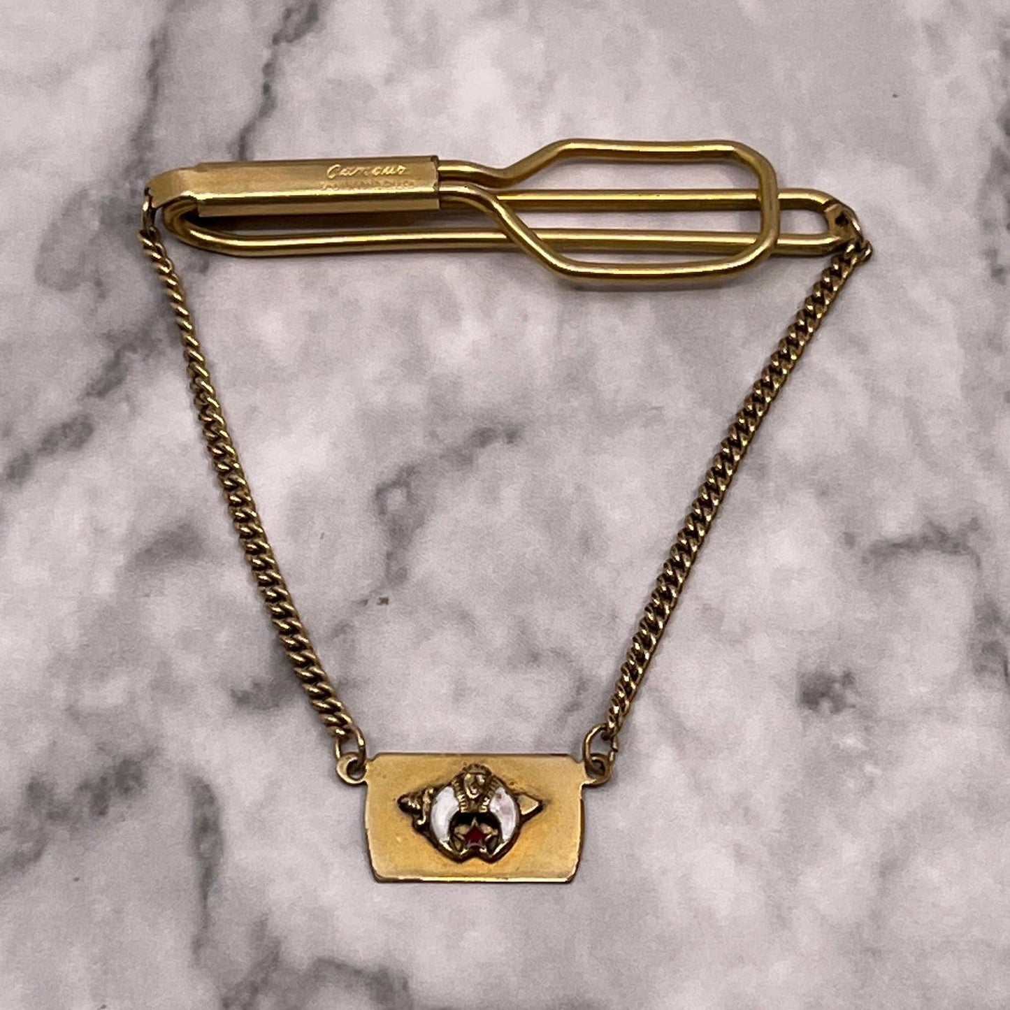 Vintage 12k Gold Fill Masonic Shriner Campus Tie Clip Bar Clasp SA2