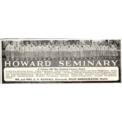 c1920 Harper's Ad - Howard Seminary West Bridgewater MA C.P. Kendall EA3