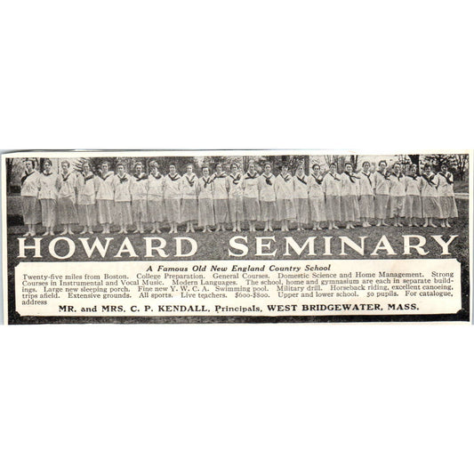 c1920 Harper's Ad - Howard Seminary West Bridgewater MA C.P. Kendall EA3