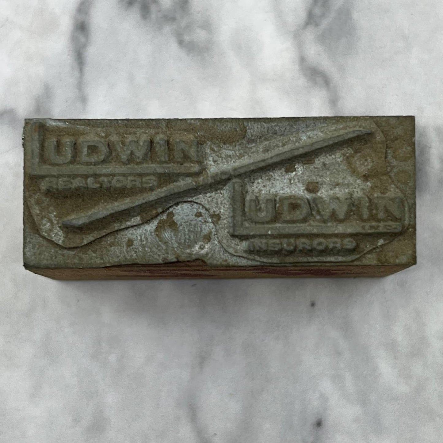 Vintage Printing Letterpress Printers Block Plate Ludwins Realtors Insurors TJ53