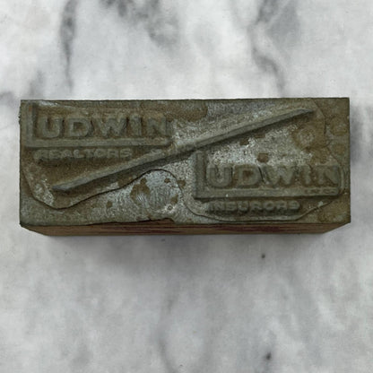 Vintage Printing Letterpress Printers Block Plate Ludwins Realtors Insurors TJ53