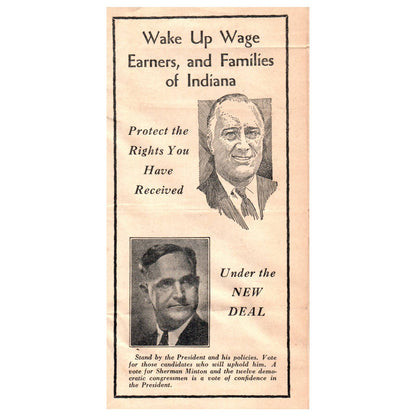 1930s Indiana Political Brochure FDR Roosevelt and New Deal SF3-5