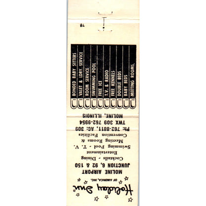 Holiday Inn Moline Airport Advertising Matchbook Cover MM9-9