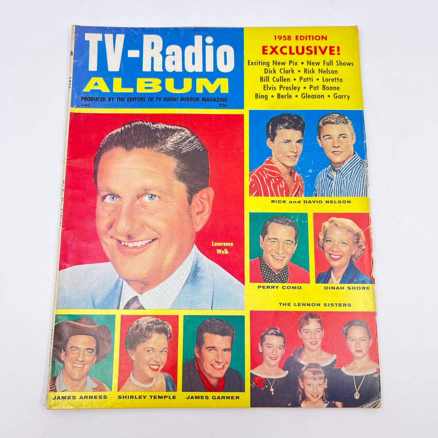 Vintage TV-Radio Album 1958 Magazine Arness Temple Garner Como Nelson TC6