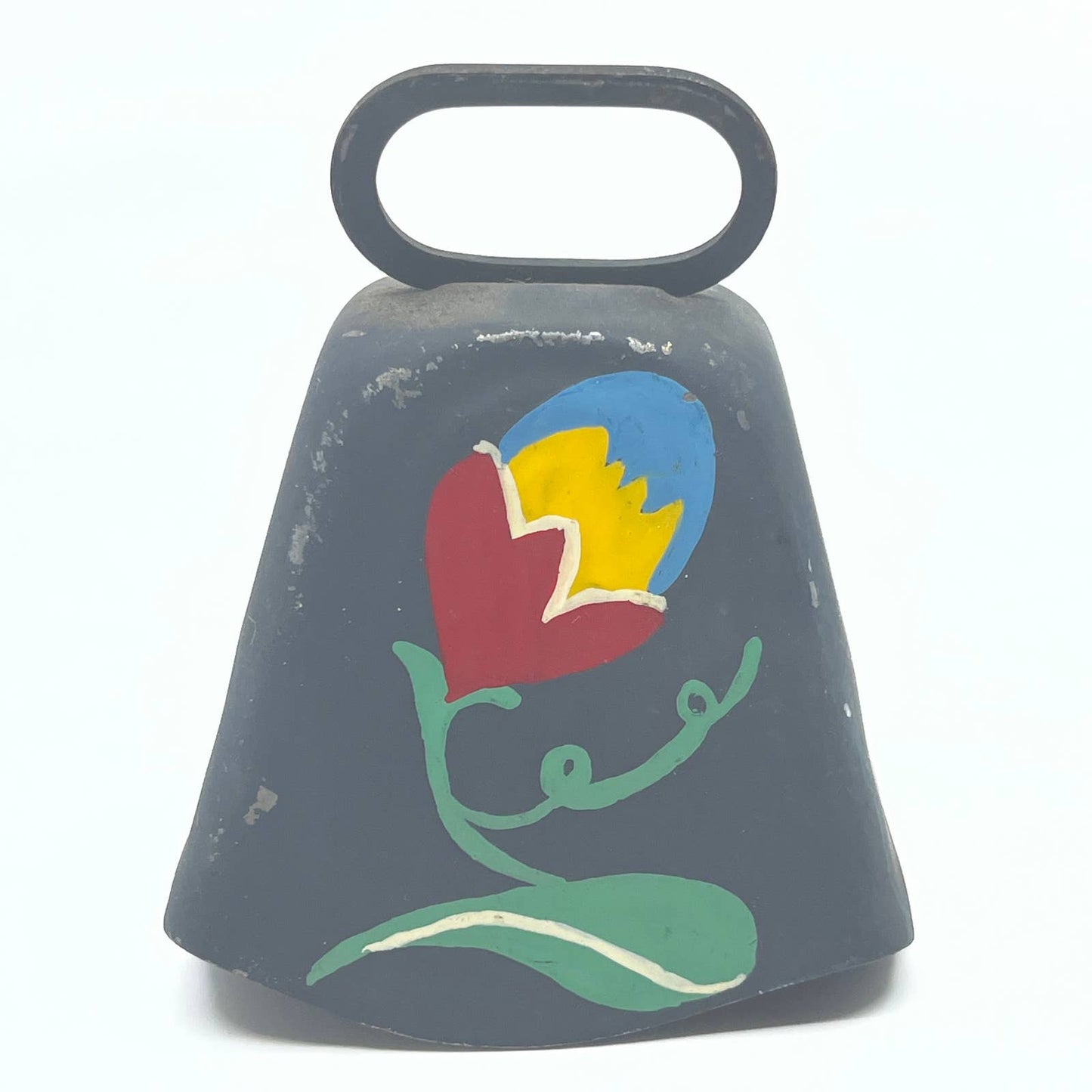 Vintage Pennsylvania Dutch Folk Art Hand Painted Cowbell Floral TG2-1