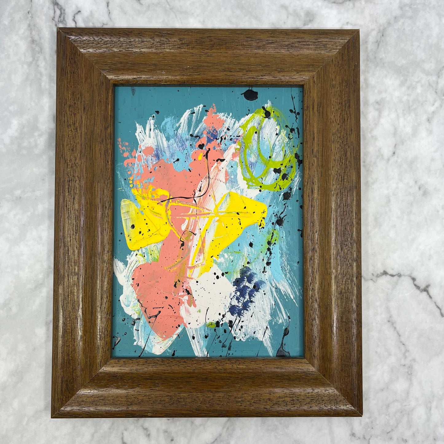 Framed Original Abstract Art Painting 9.5x7.5" Fruit Soup With COA TA2