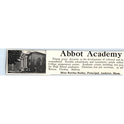 c1920 Harper's Magazine Ad - Abbot Academy Bertha Bailey Andover Mass EA3-3
