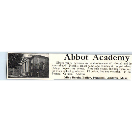 c1920 Harper's Magazine Ad - Abbot Academy Bertha Bailey Andover Mass EA3-3