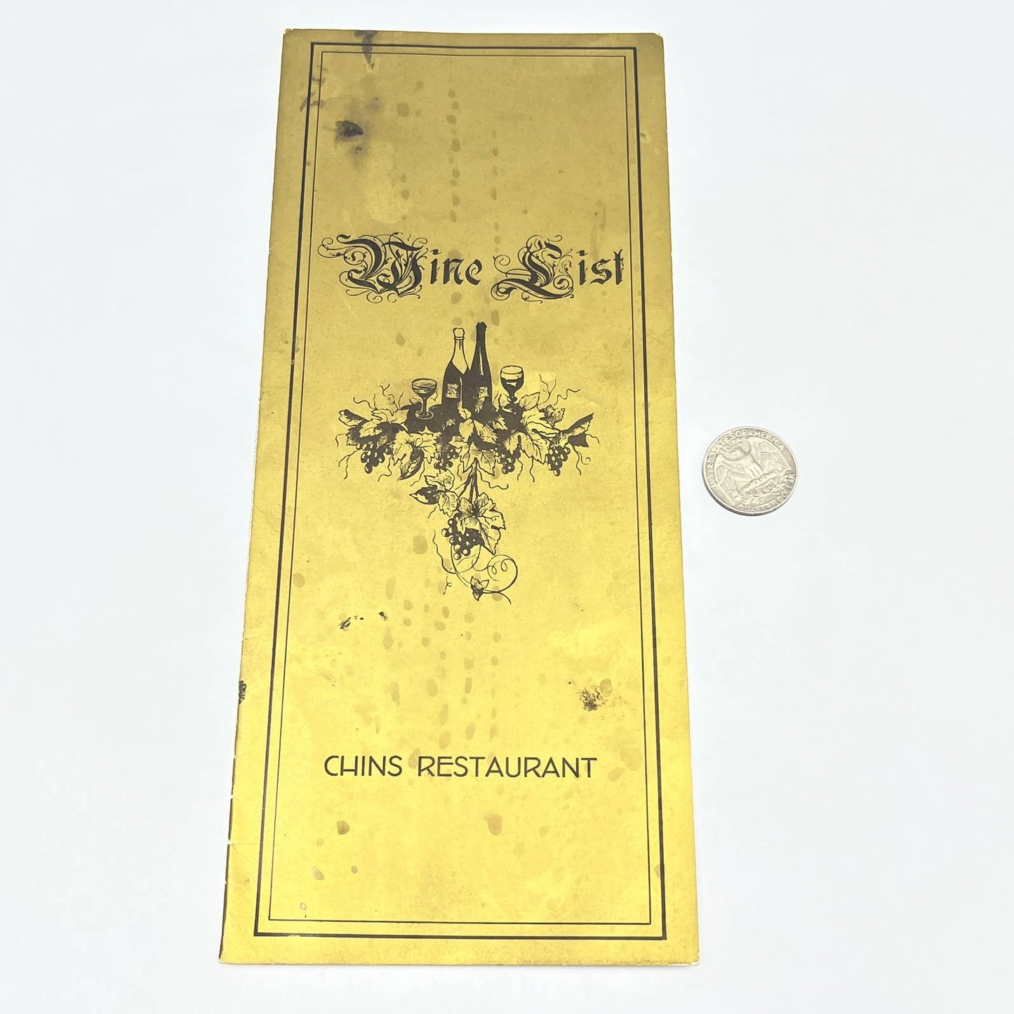 1960s Chins Restaurant Wine List Menu Washington DC FL3