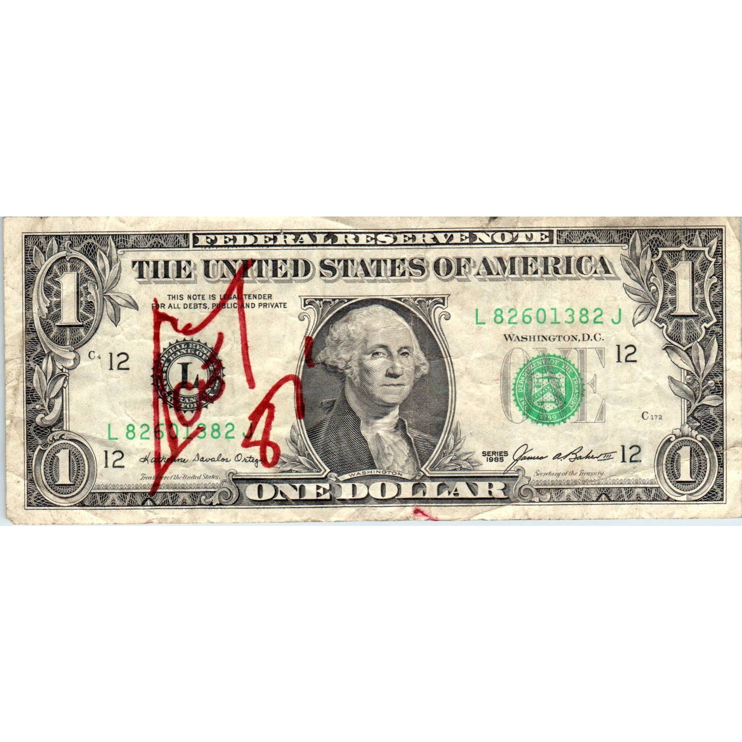 Vintage 1987 Dollar Bill Signed By ICE T SF3