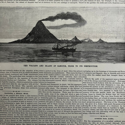 Volcano and Island of Sanguir Engraving & Article 1892 Scientific American D8-5