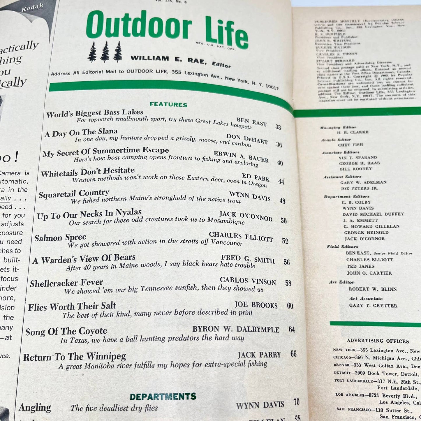 1965 June Outdoor Life Magazine Maine Brook Trout Vacation Ideas Squaretail TE8