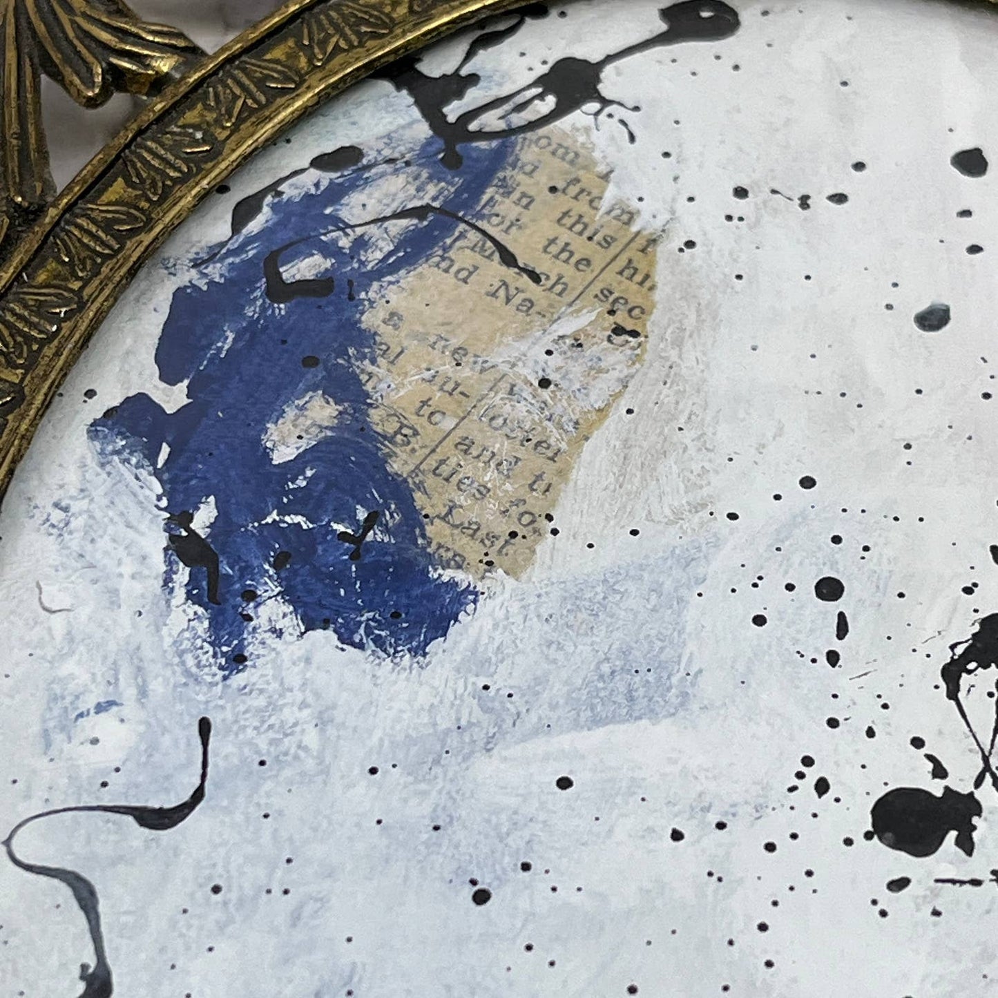 Original Framed Abstract Art Painting 7x10" in Victorian Brass Frame w/ COA TC7