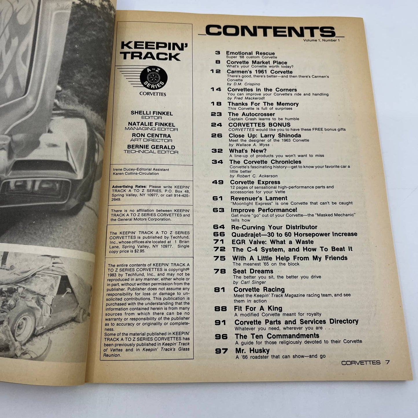 1983 Corvettes Keepin' Track Magazine 1st Issue Re-Curving Distributor TG1