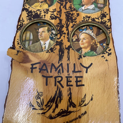 1960 Wood Plaque Family Tree Picture Frame Luray Caverns, VA By F. Plasman TF5