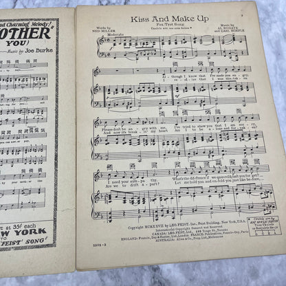 1927 Vintage Sheet Kiss and Make Up Fox Trot Featured by Leonard Leigh V40-3
