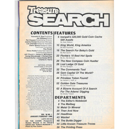 Treasure Search Magazine 1988 Jan/Feb Metal Detecting Gold Diamonds M2