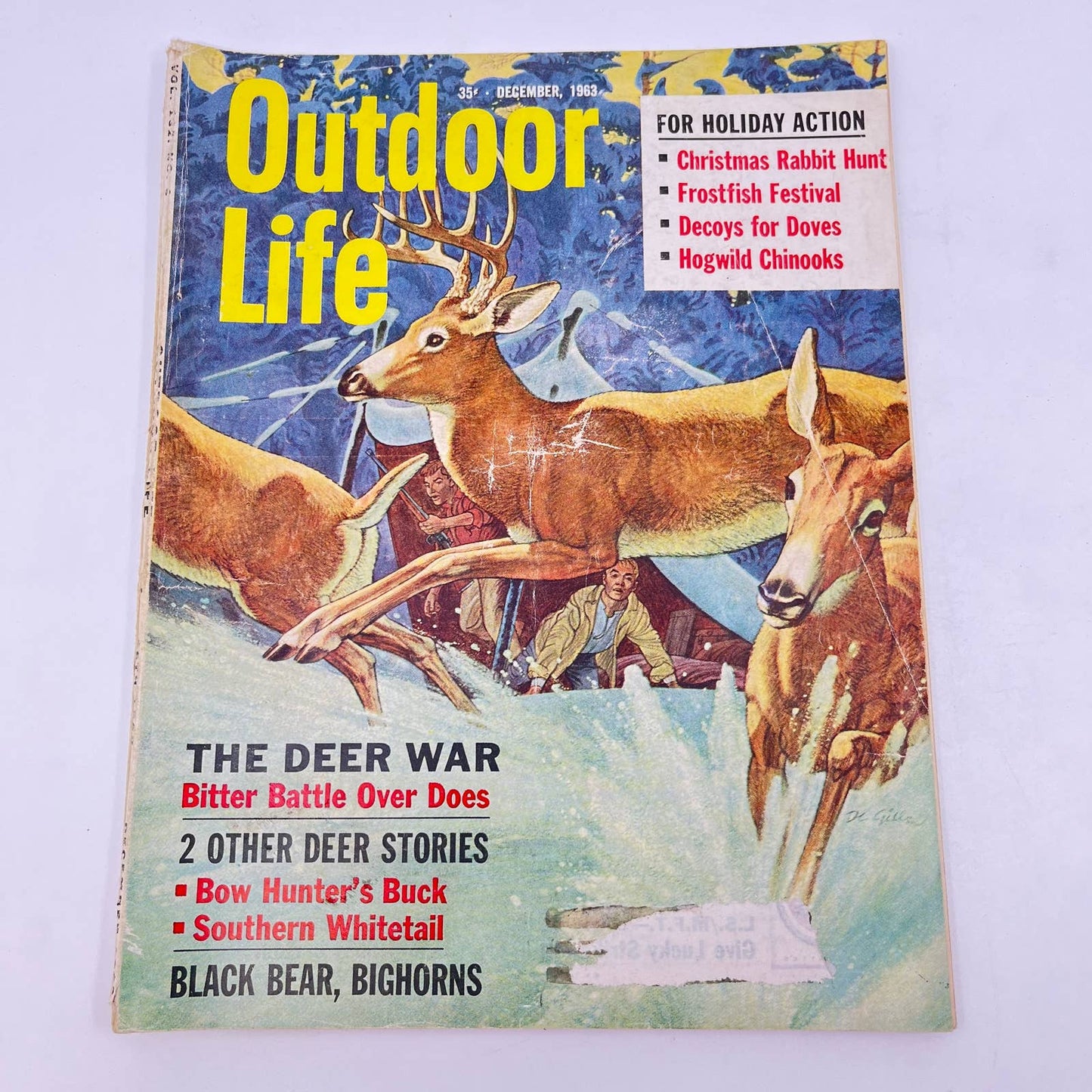 1963 Dec Outdoor Life Magazine Christmas Rabbit Hunt Frostfish Dove Decoys TE8