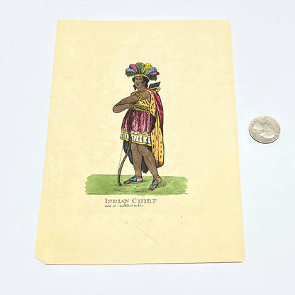 Vintage Lithograph Print Indian Chief Sold at Suffolk St Dublin 5.5x8.25" AB8