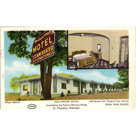 Hollywood Motel Niagara Falls Canada G. Chanady - Original Postcard P3-4