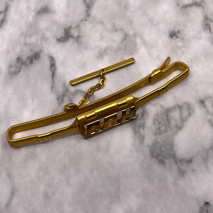 Vintage Gold Tone Swank Monogrammed CCH Tie Clip Bar Clasp SA2
