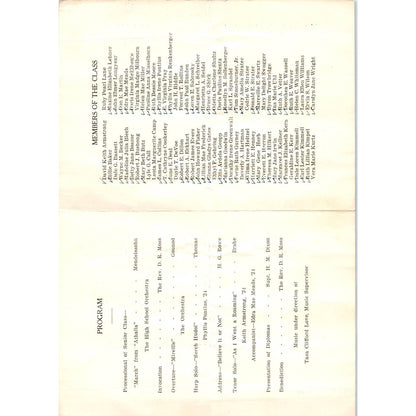 1934 Original Kendallville High School 55th Annual Commencement Program AD8