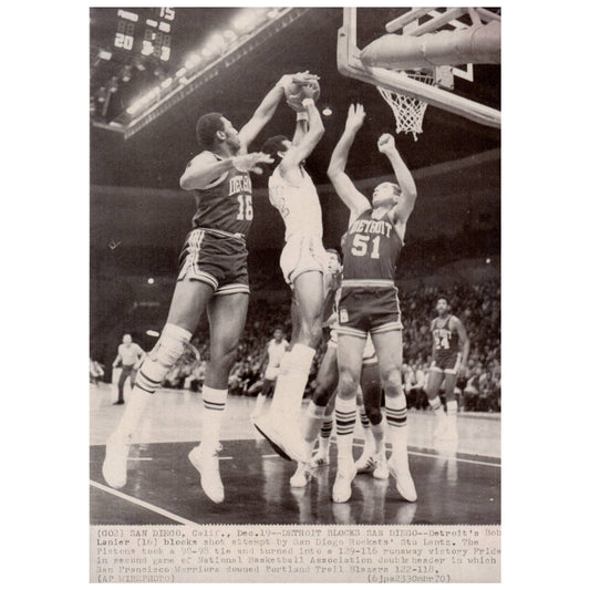 1970s Press Photo Basketball NBA Detroit Pistons Bob Lanier Block 8x10" AD3