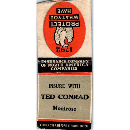 Ted Conrad Ins. Agency Montrose Advertising Matchbook Cover SA9-M6