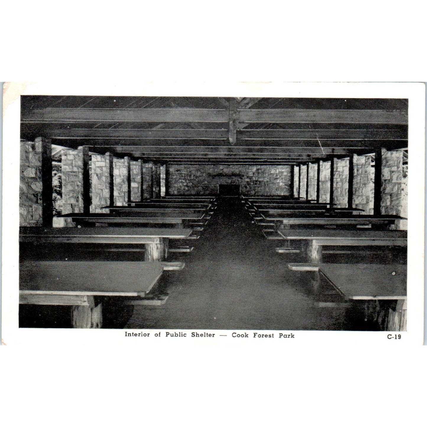Vintage Postcard Interior of Public Shelter - Cook Forest Park TD8-P2