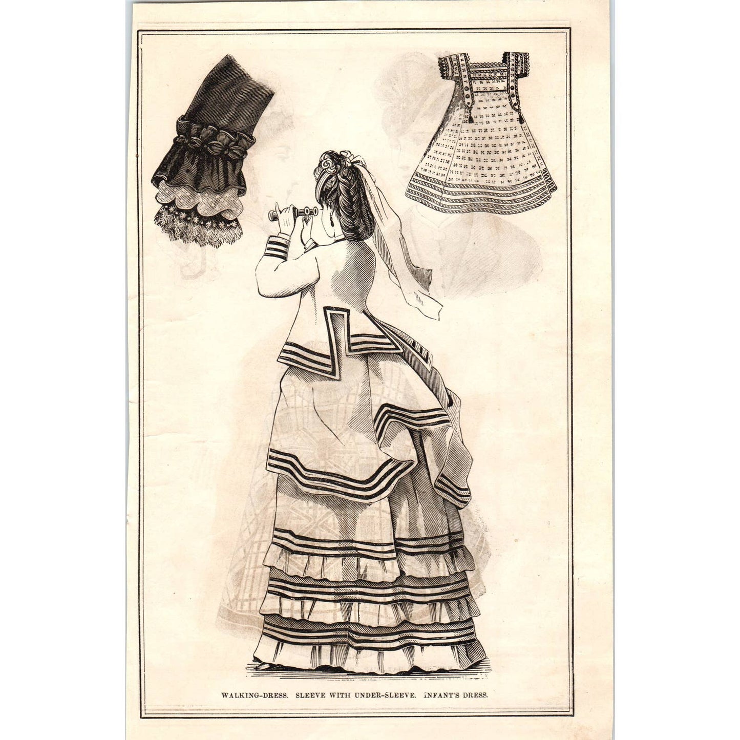 Walking Dress - Victorian Fashion Plate - 1878 Original Plate TJ7-L2