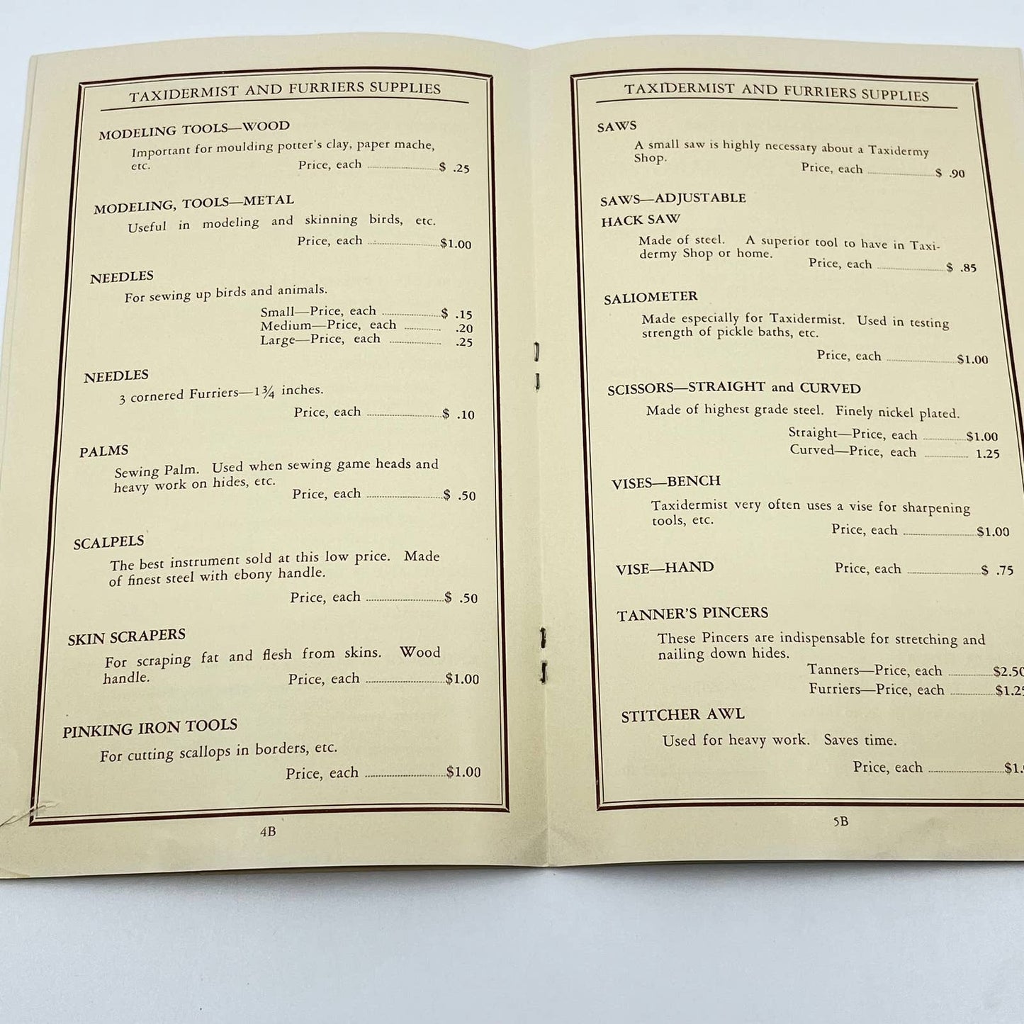 c1910 G. Schoepfer Glass Eyes Catalog Taxidermist & Furrier Supplies NY TF7