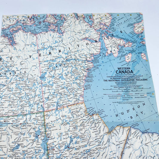 1966 National Geographic Western Canada Fold Out Map 15x25 D7