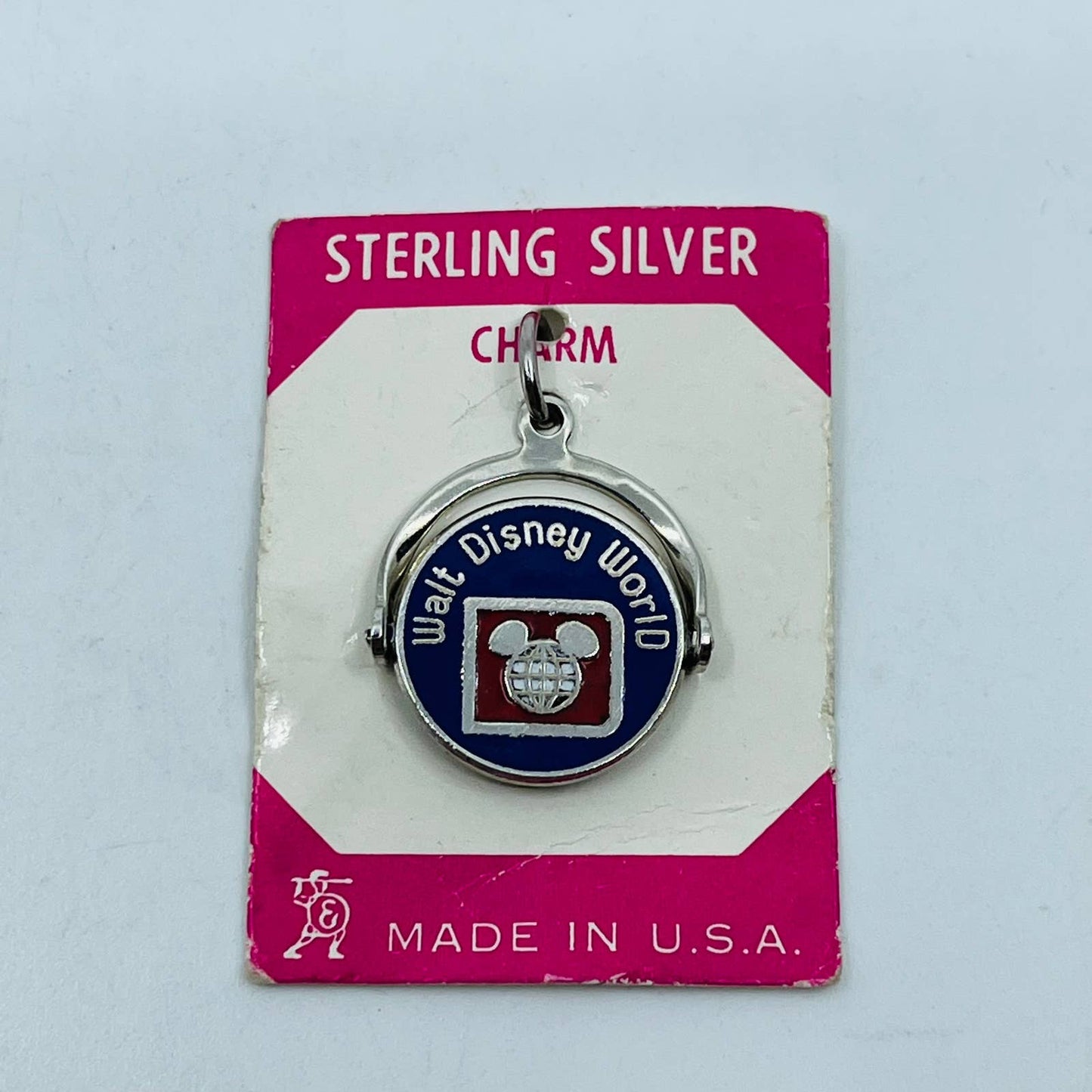 Vintage Sterling Silver Walt Disney World Charm on Card SB7