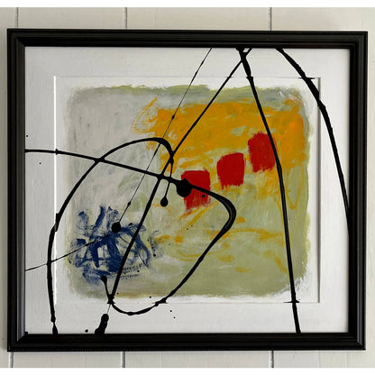 Original Large Framed Abstract Art Painting 19x17" Stairway to Seven With COA