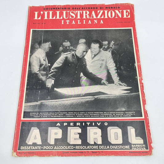 WWII L'ILLUSTRAZIONE ITALIANA October 1938 Mussolini Goering Cover Italian FL3