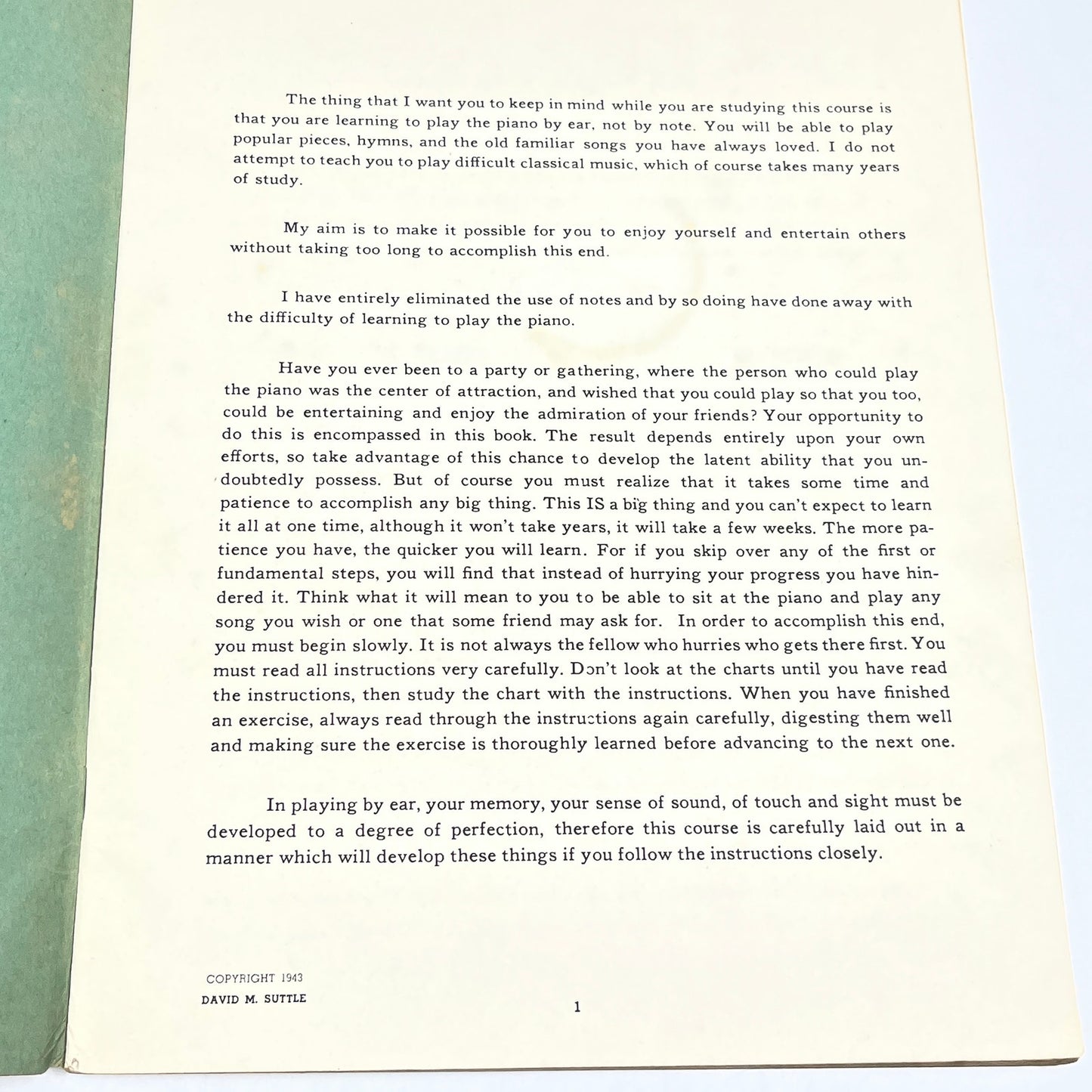 1943 Dave Minor Company Music Is Fun For Everyone THE "BY EAR" WAY Book V37-3