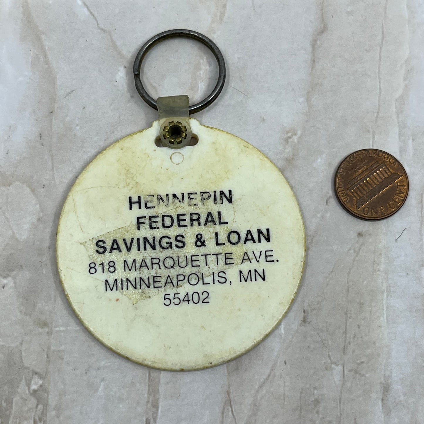 Vintage What's Heppenin Hennepin Federal Savings Minneapolis MN Keychain TE5-S2