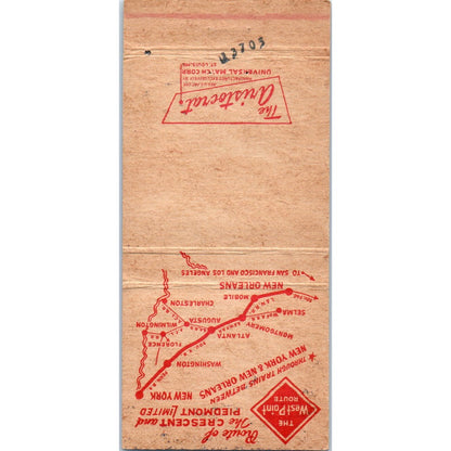 The West Point Route Crescent & Piedmont Ltd Advertising Matchbook Cover MM9-7