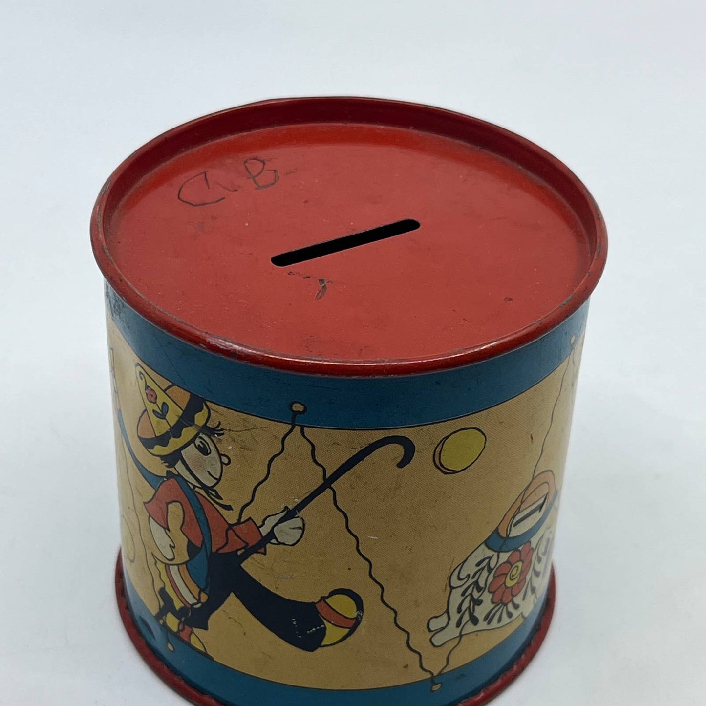 1950s Fern Bisel Peat Toy Bank Drum Siesta Ohio Art 16/101 Tin Litho 3" TG8