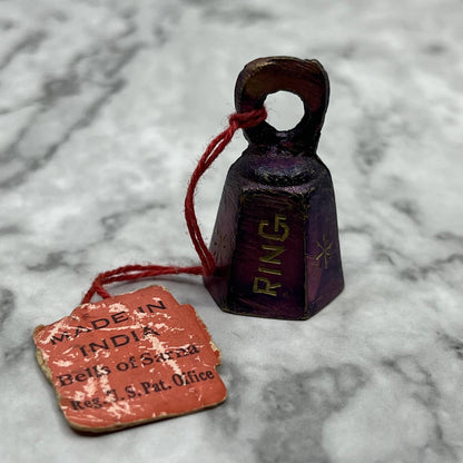 Vintage Etched Purple Brass Bell of Sarna 1.5" India SA2