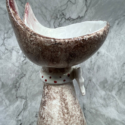 1950s Italian Ceramic Cat Vase Hand Painted Pottery Atomic Space Age Era 12x7”