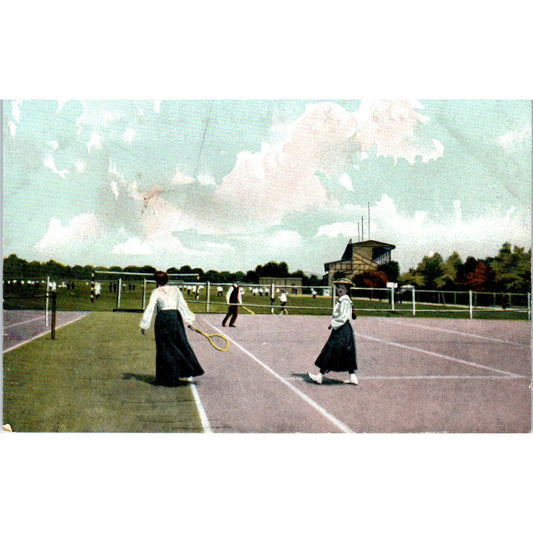Victorian Tennis Match Original Postcard P2-9-4