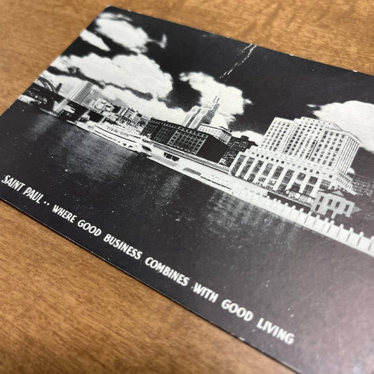 Vintage RPPC Postcard ST. PAUL MINNESOTA Skyline View of Mississippi River PA1