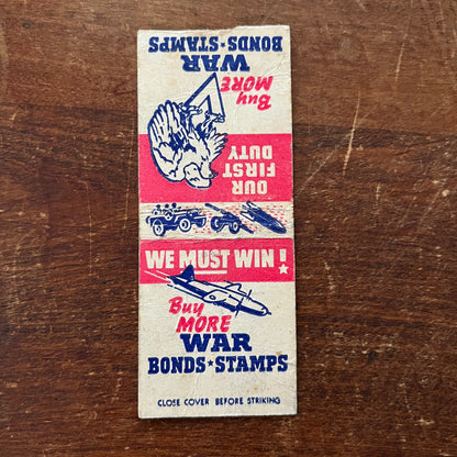 WWII Buy More War Bonds - Stamps Eagle Airplane Advertising Matchbook SA9-M12