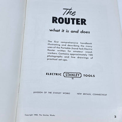 1953 The Router: What it Is and Does. Electric Stanley Tools Manual Booklet TF9