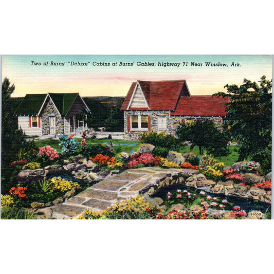Burns' Gables Cabins Winslow Arkansas - Original Postcard P3-4