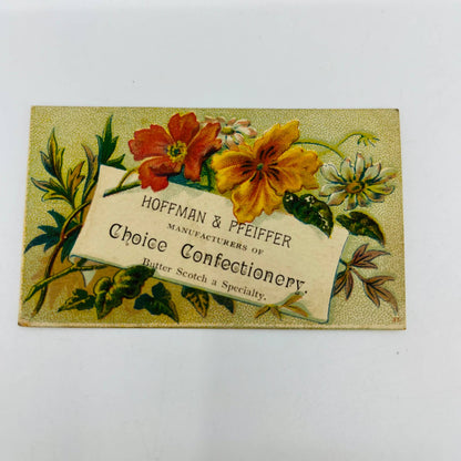 1880s Victorian Trade Card Hoffman & Pfeiffer Choice Confectionery Floral AA2